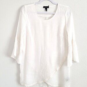 Alyx Blouse Women's  White Gauze Gypsy Cottagecore Crochet Accents Top Size M